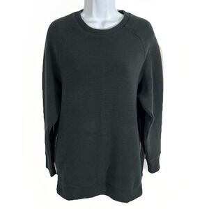 Varley Black Ribbed Raglan Sweatshirt Side Zips Size S Athleisure Quiet Luxury